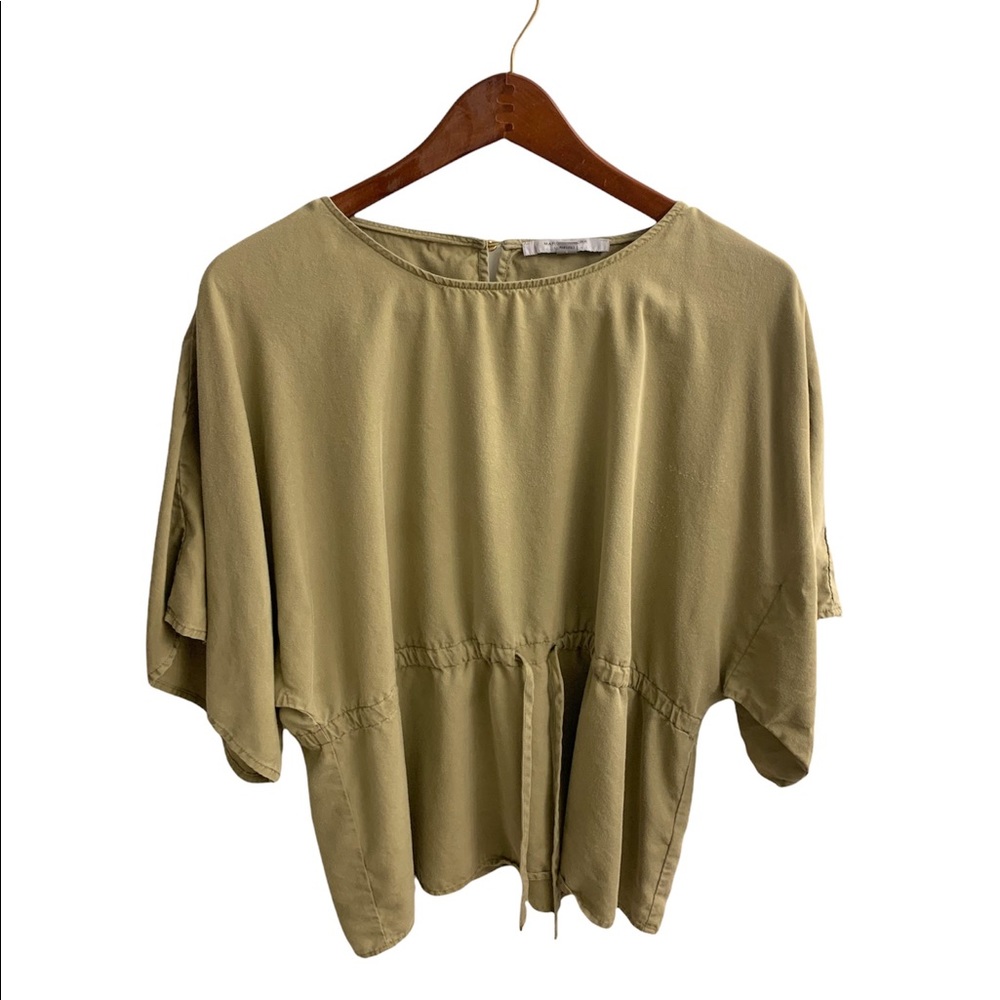 Marc New York Andrew Marc Tie Waist Top | Army Green | Women’s Size XL